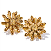 Dani Stainless Steel Flower Earrings in Gold
